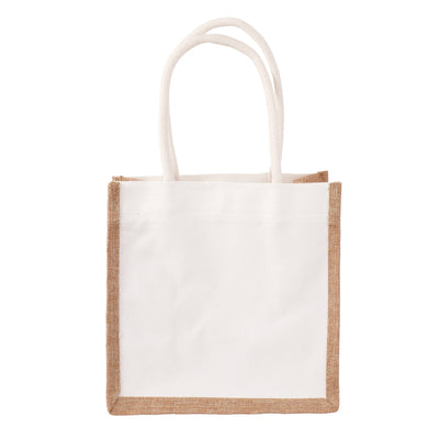Sacosa canvas din iuta cu laturile albe 24x21