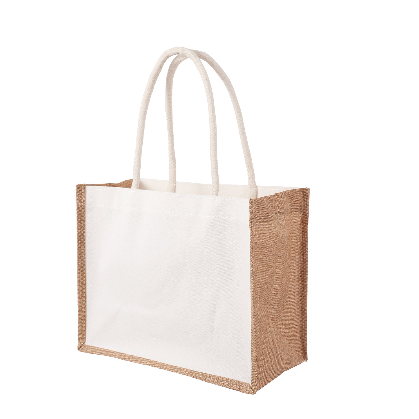 Платнена чанта от юта с бели страни 24x30