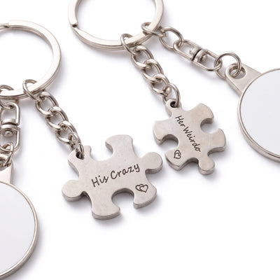 Set 2 brelocuri metalice sublimabile Cuplu Puzzle