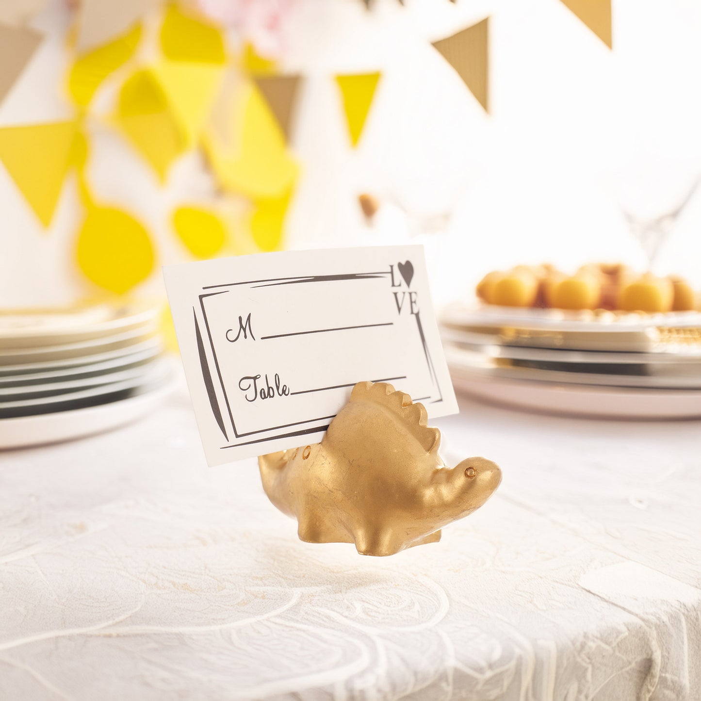 Metal support for table numbers and place cards - DINOSAUR2