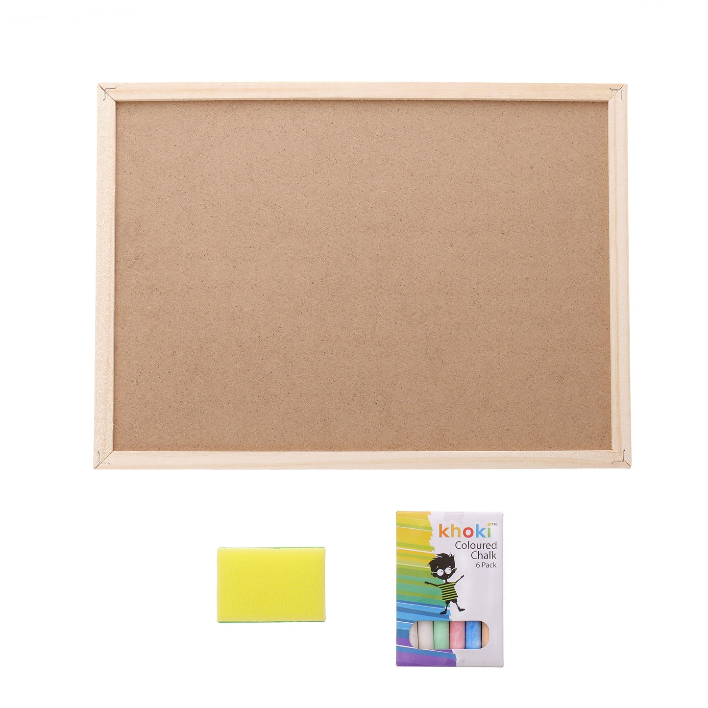 Drawing board with colored chalk and sponge