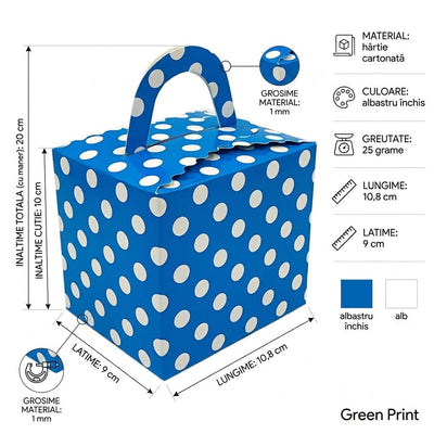 Cutie cani albastru inchis cu buline B800-16 - Green Print