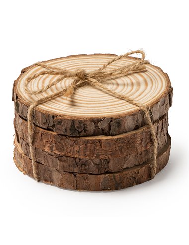 Set 4 felii de lemn in cutie - Ø 10cm x 1cm grosime