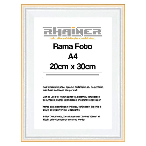 Rama foto Barcelona alb+auriu A4