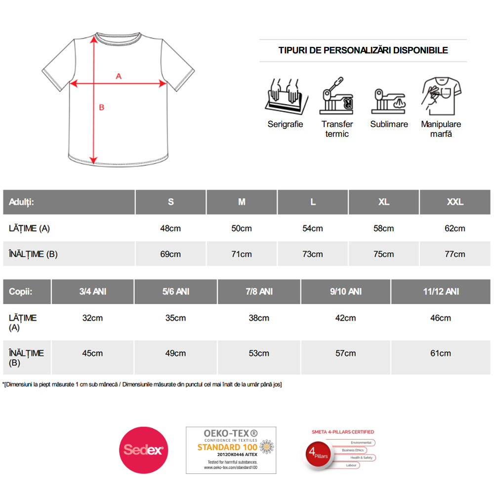 Tricou sublimabil alb Roly SUBLIMA Cotton Touch