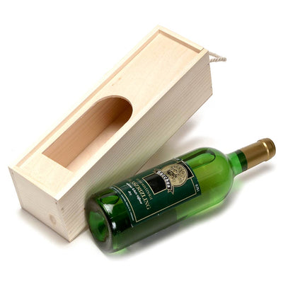 Cutie din lemn pentru sticla de vin cu fereastra si maner