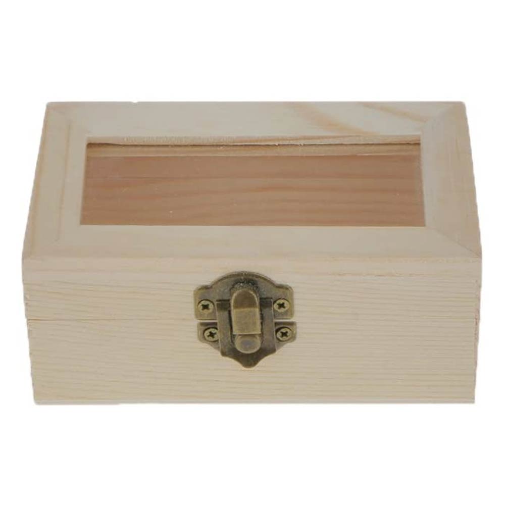 Cutie lemn dreptunghiulara MARE 12x7x5 cu fereastra de sticla
