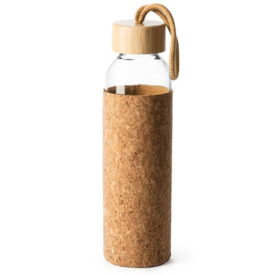 Bidon din sticla cu capac de lemn TRILBY + husa pluta