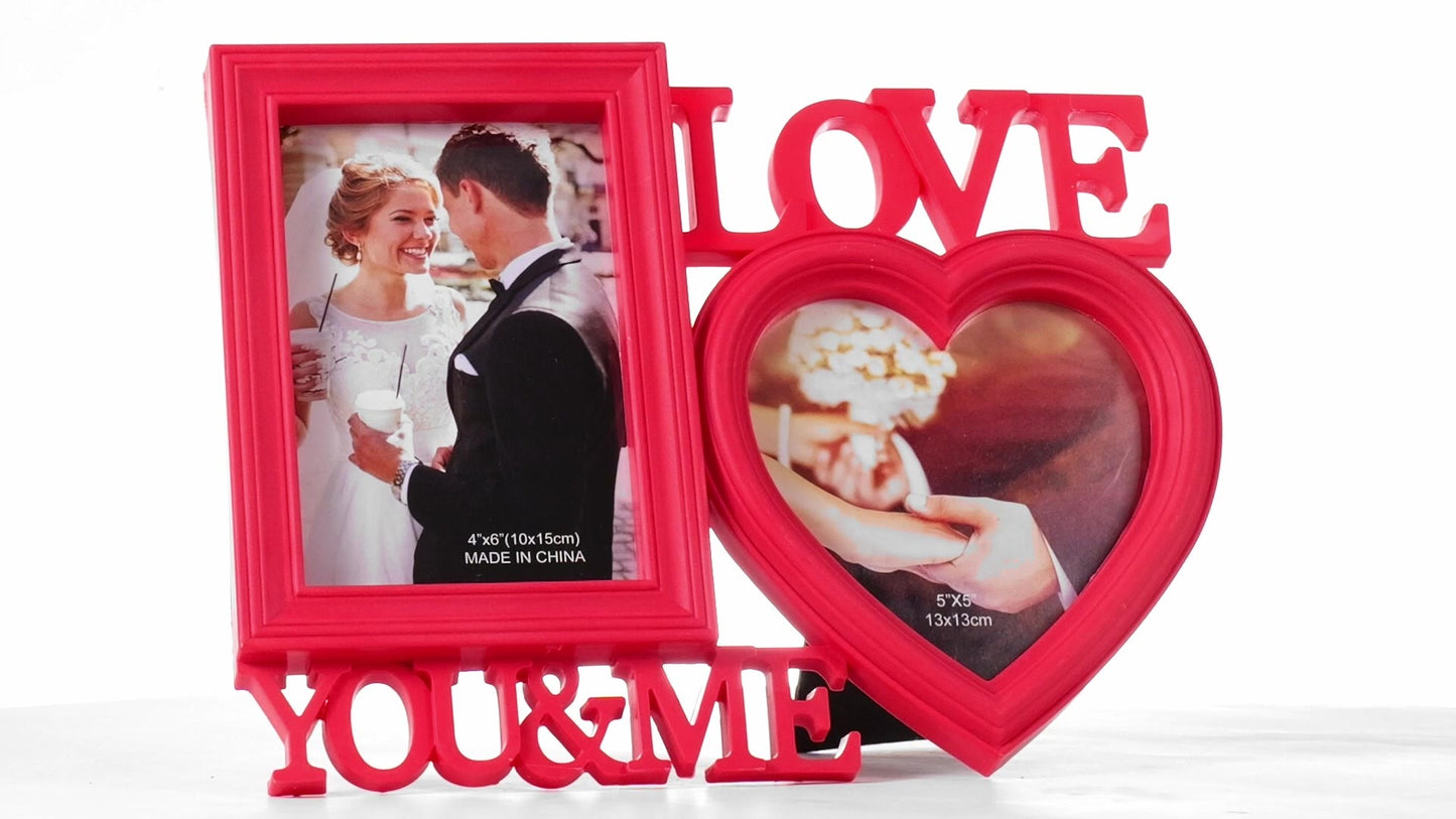 Рамка за снимки колаж червена LOVE YOU&ME 2 снимки