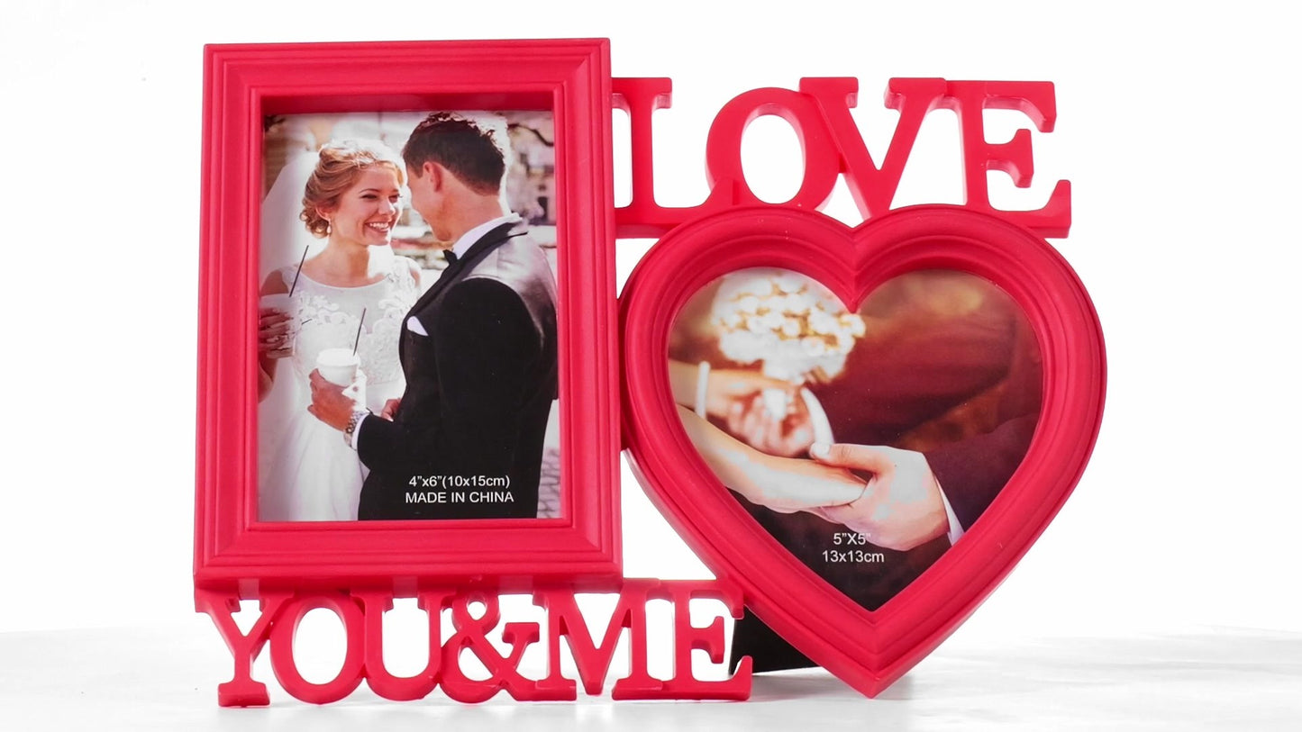 Рамка за снимки колаж червена LOVE YOU&ME 2 снимки
