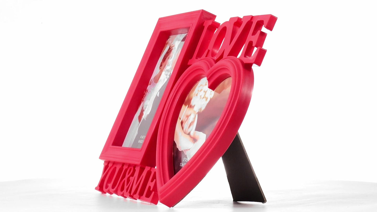 Рамка за снимки колаж червена LOVE YOU&ME 2 снимки