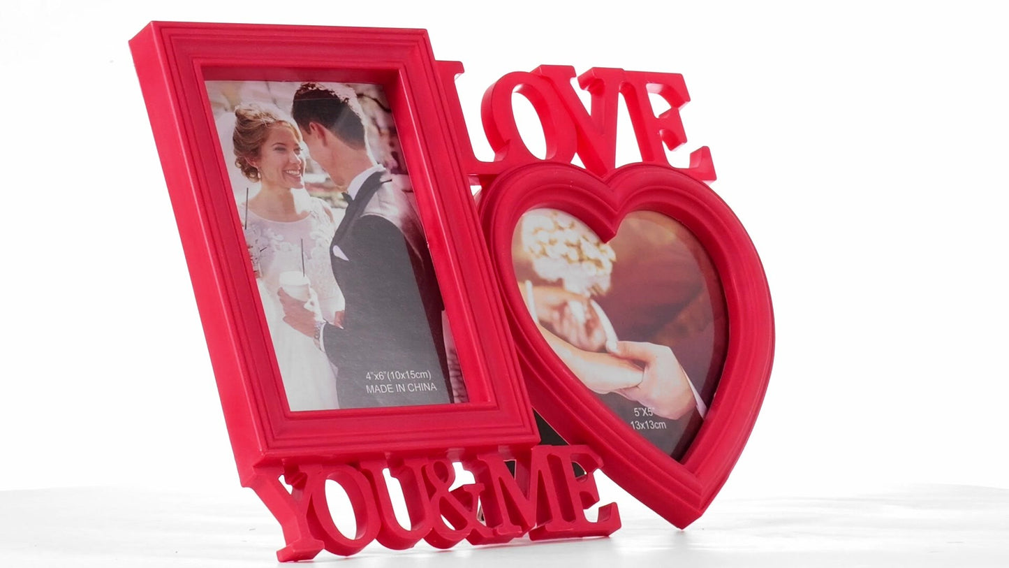 Рамка за снимки колаж червена LOVE YOU&ME 2 снимки