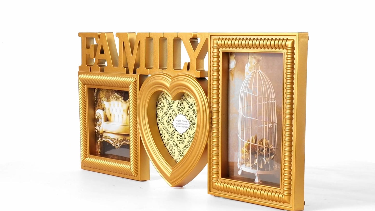 Рамка за снимки колаж Family златист 3 снимки