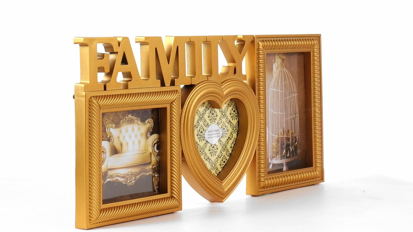 Рамка за снимки колаж Family златист 3 снимки