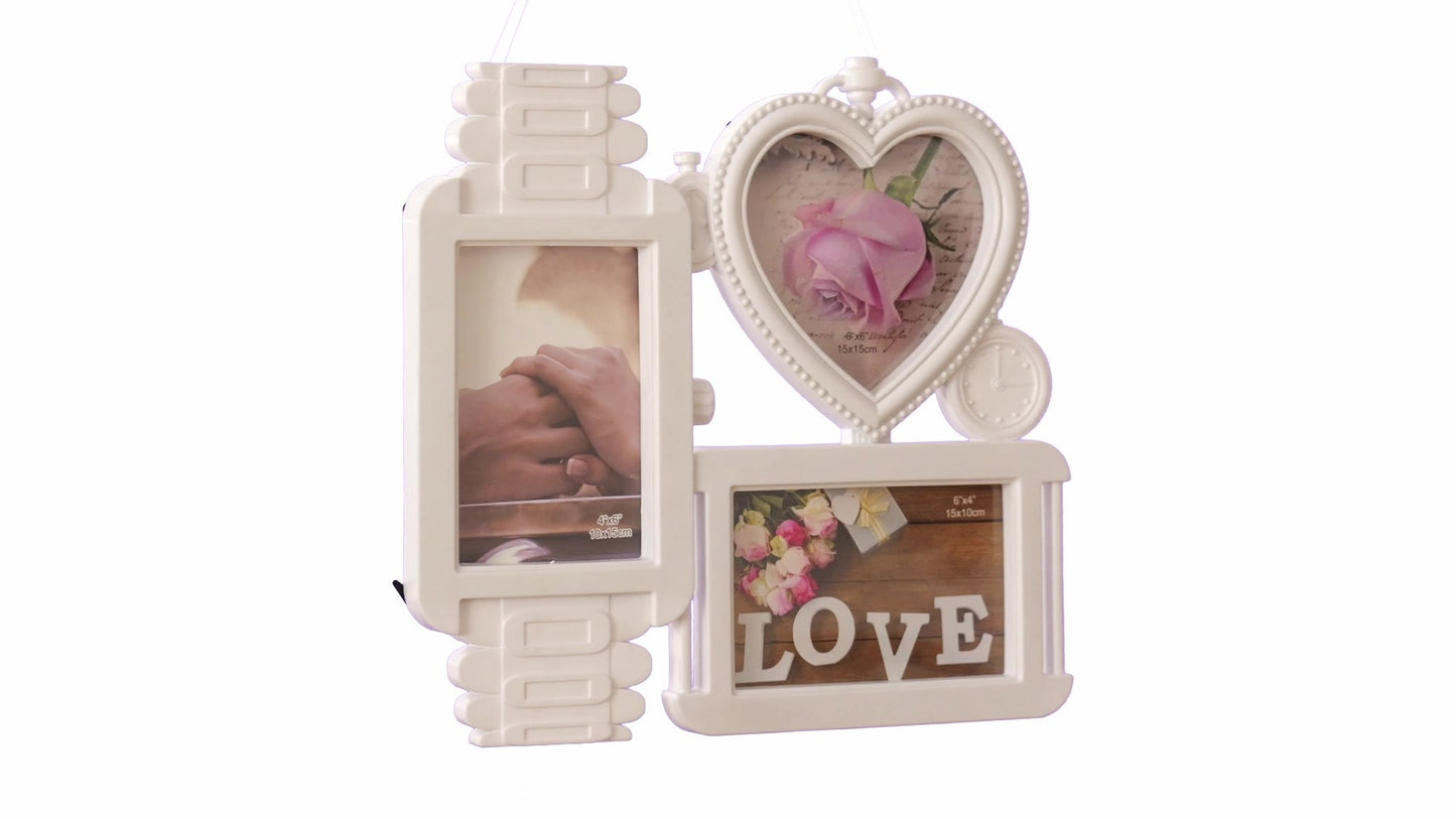 LOVE photo frame clock 3 photos