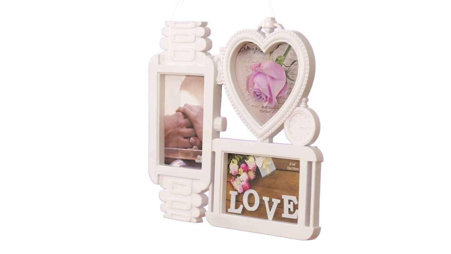 LOVE photo frame clock 3 photos