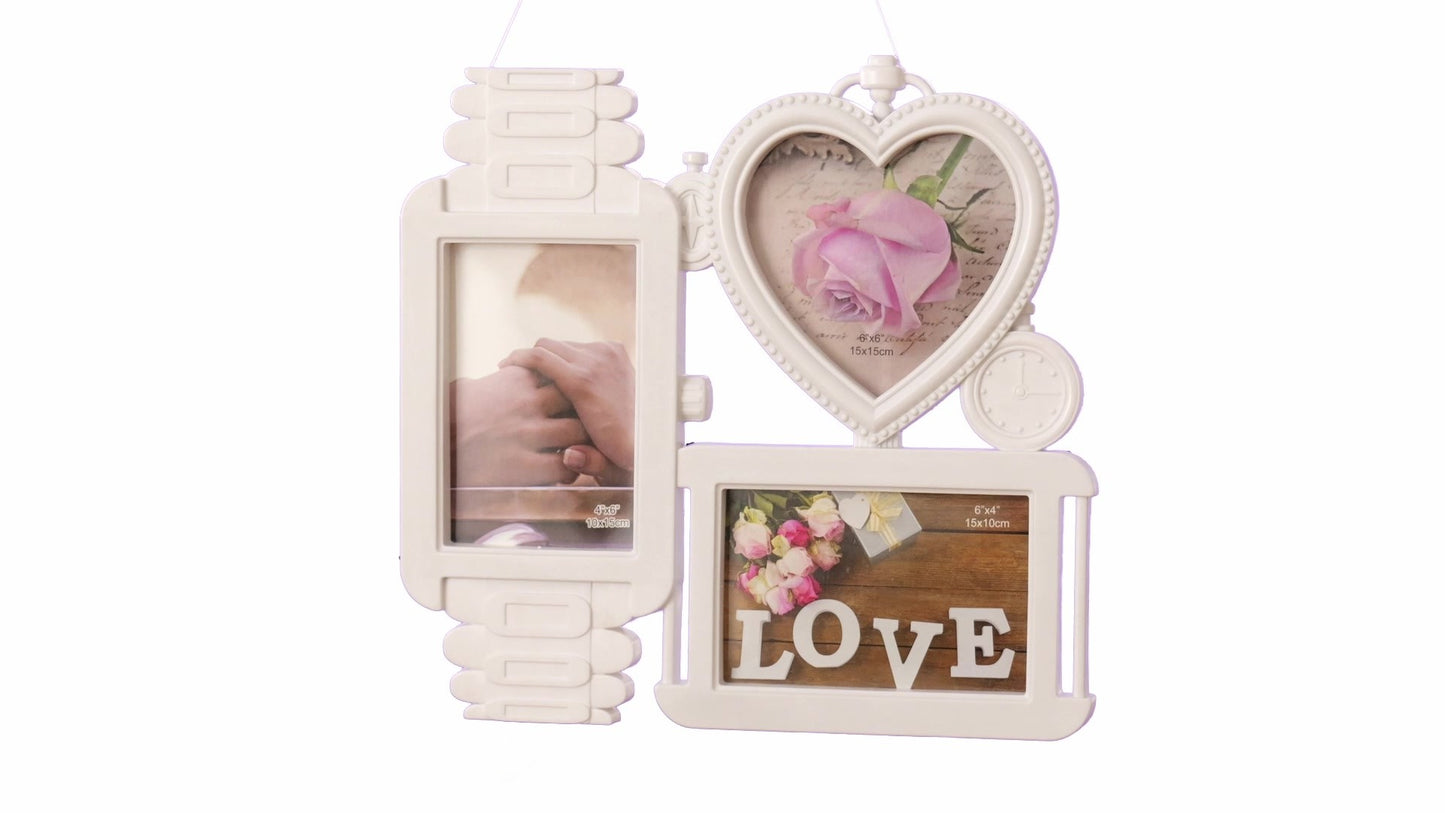 LOVE photo frame clock 3 photos