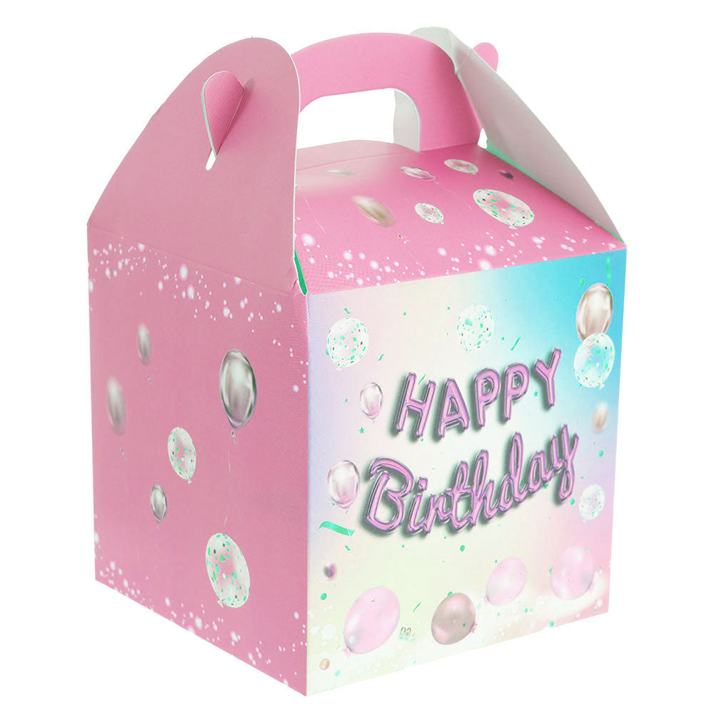 Cutie cani cu maner HAPPY BIRTHDAY roz