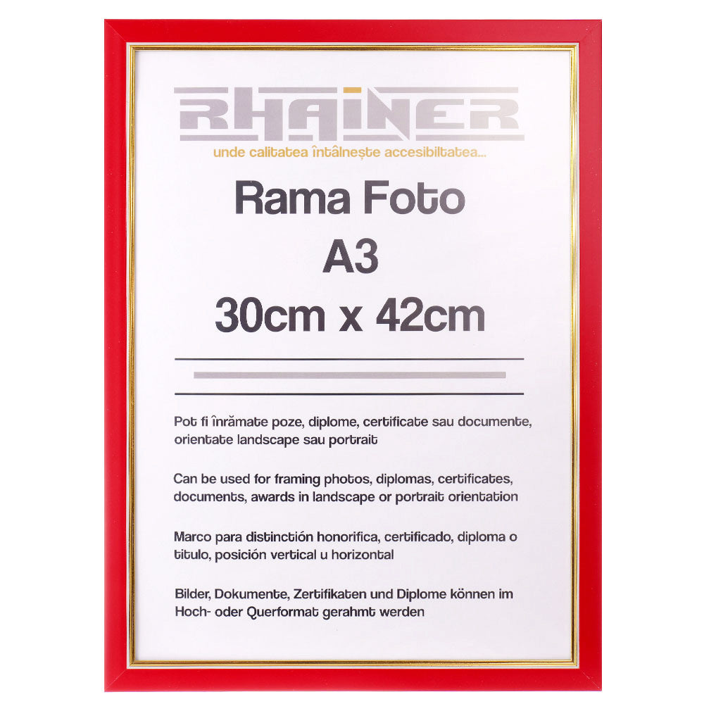 Rama foto Madrid rosu+auriu A3