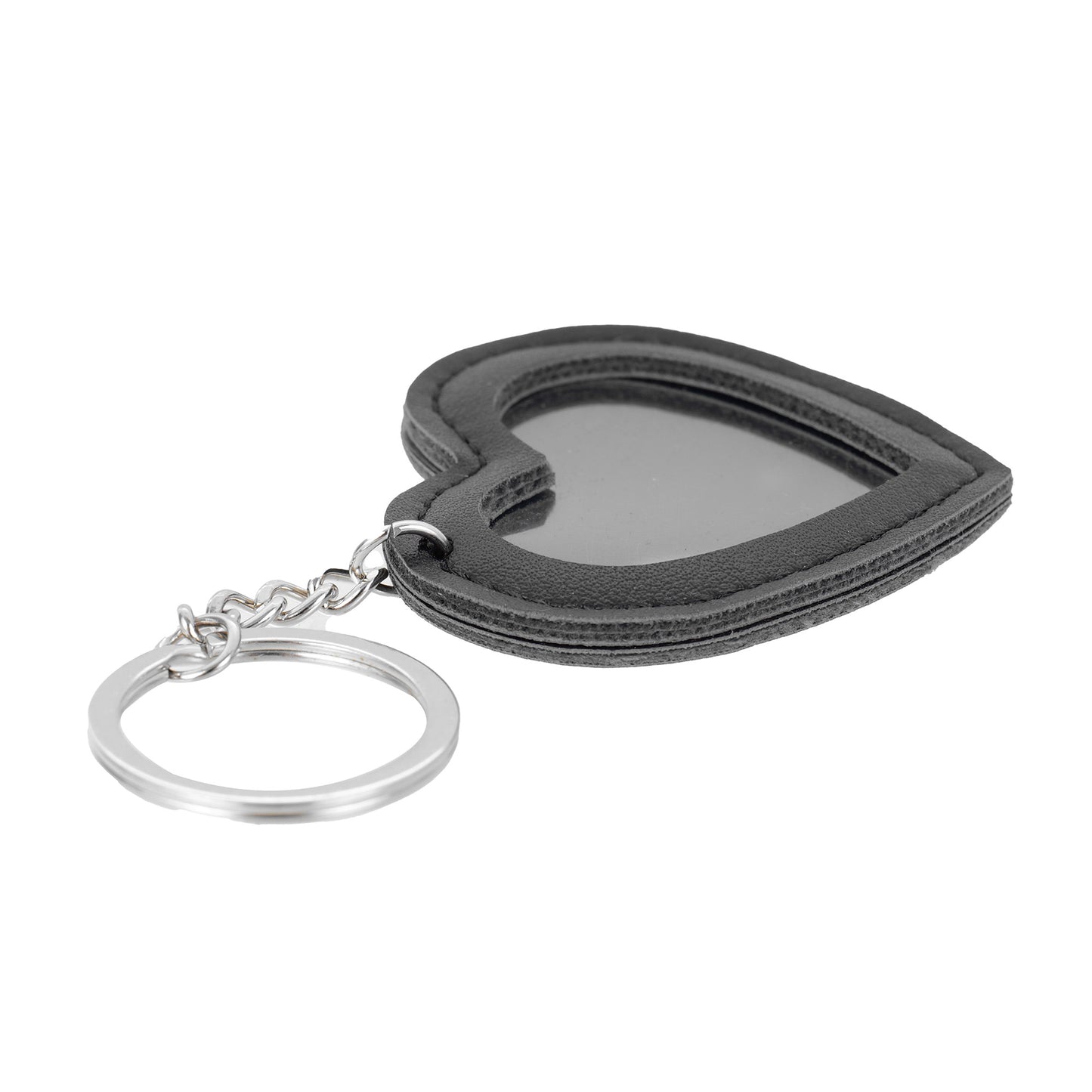 Leather keychain with heart photo insert