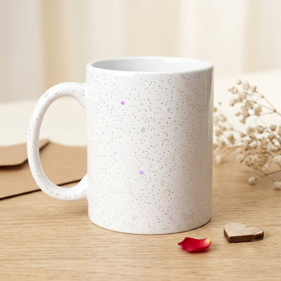 Cana alba sublimare GLITTER + cutie individuala