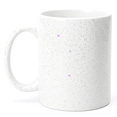 Cana alba sublimare GLITTER + cutie individuala