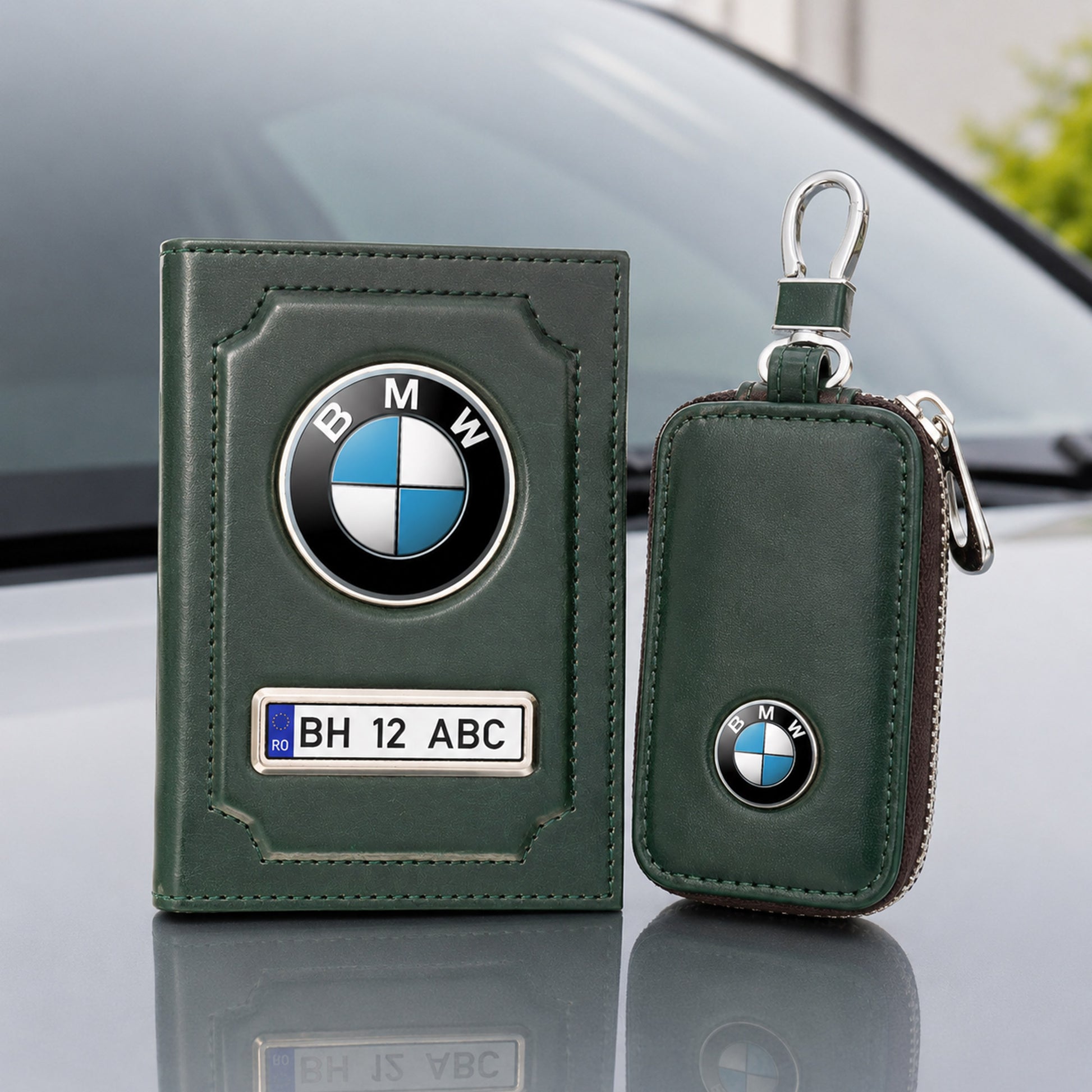 Husa de cheie AUTO din piele TC369917 - Green Print