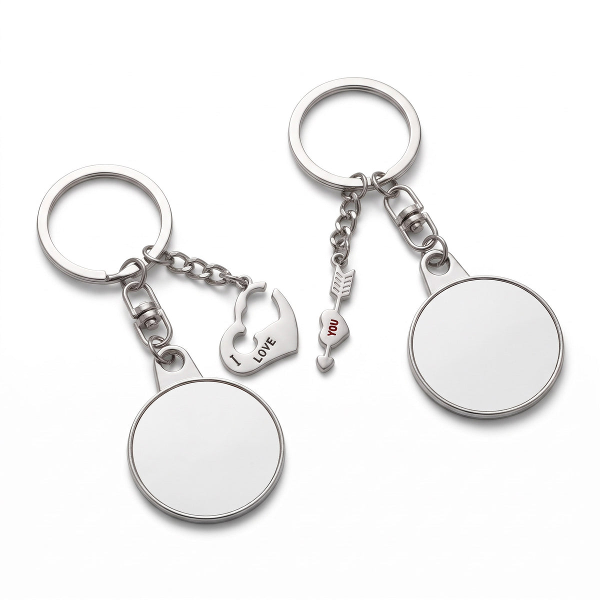Set 2 brelocuri metalice sublimabile Cuplu Cheia de la Inima