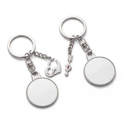 Set 2 brelocuri metalice sublimabile Cuplu Cheia de la Inima