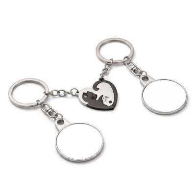 Set 2 brelocuri metalice sublimabile Cuplu Pisicute Imbratisate
