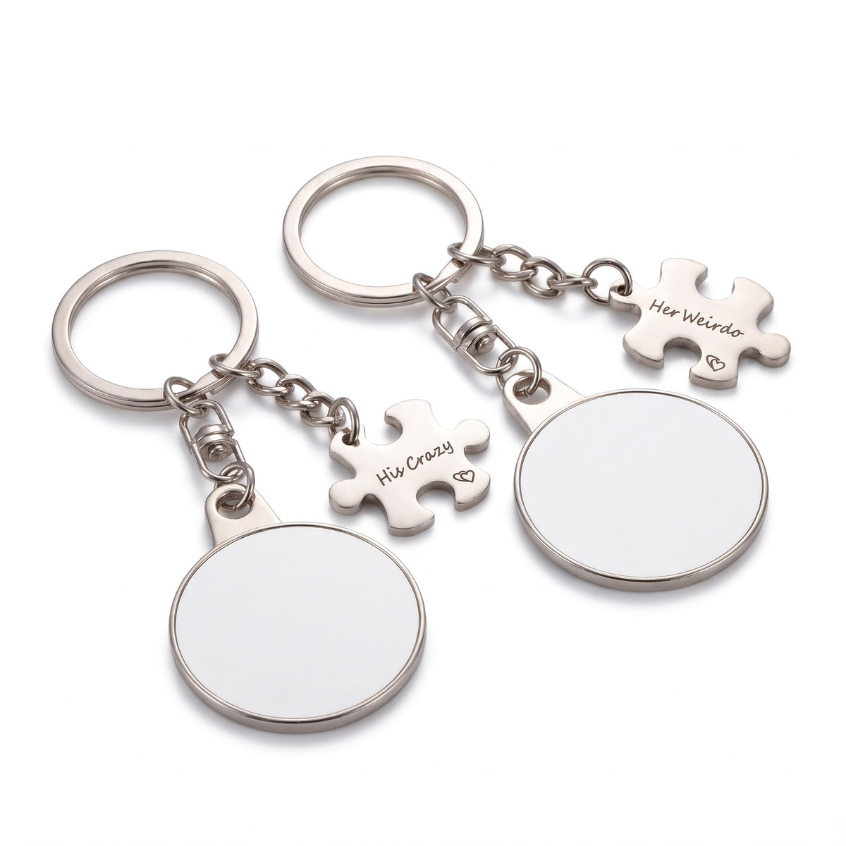 Set 2 brelocuri metalice sublimabile Cuplu Puzzle