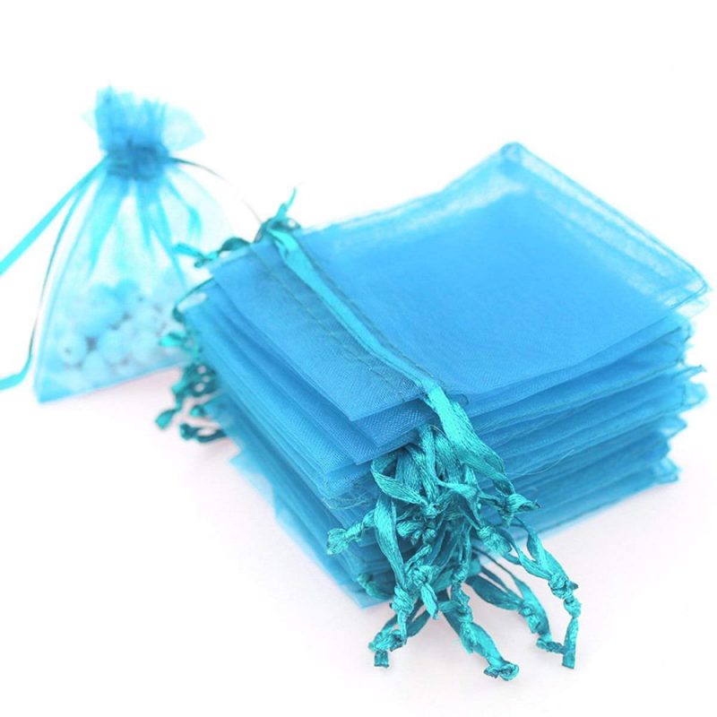 Saculeti organza cu snur satin 9x12cm - set 100 buc SCORG912-trc - Green Print