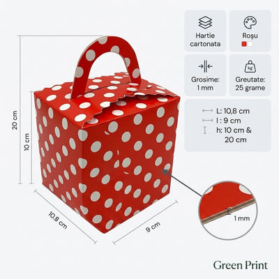 Cutie cani rosie cu buline B800-12 - Green Print