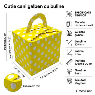 Cutie cani galben cu buline B800-20 - Green Print
