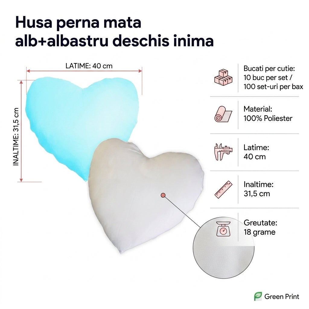 Husa perna mata alb+albastru deschis inima TH16-15 - Green Print